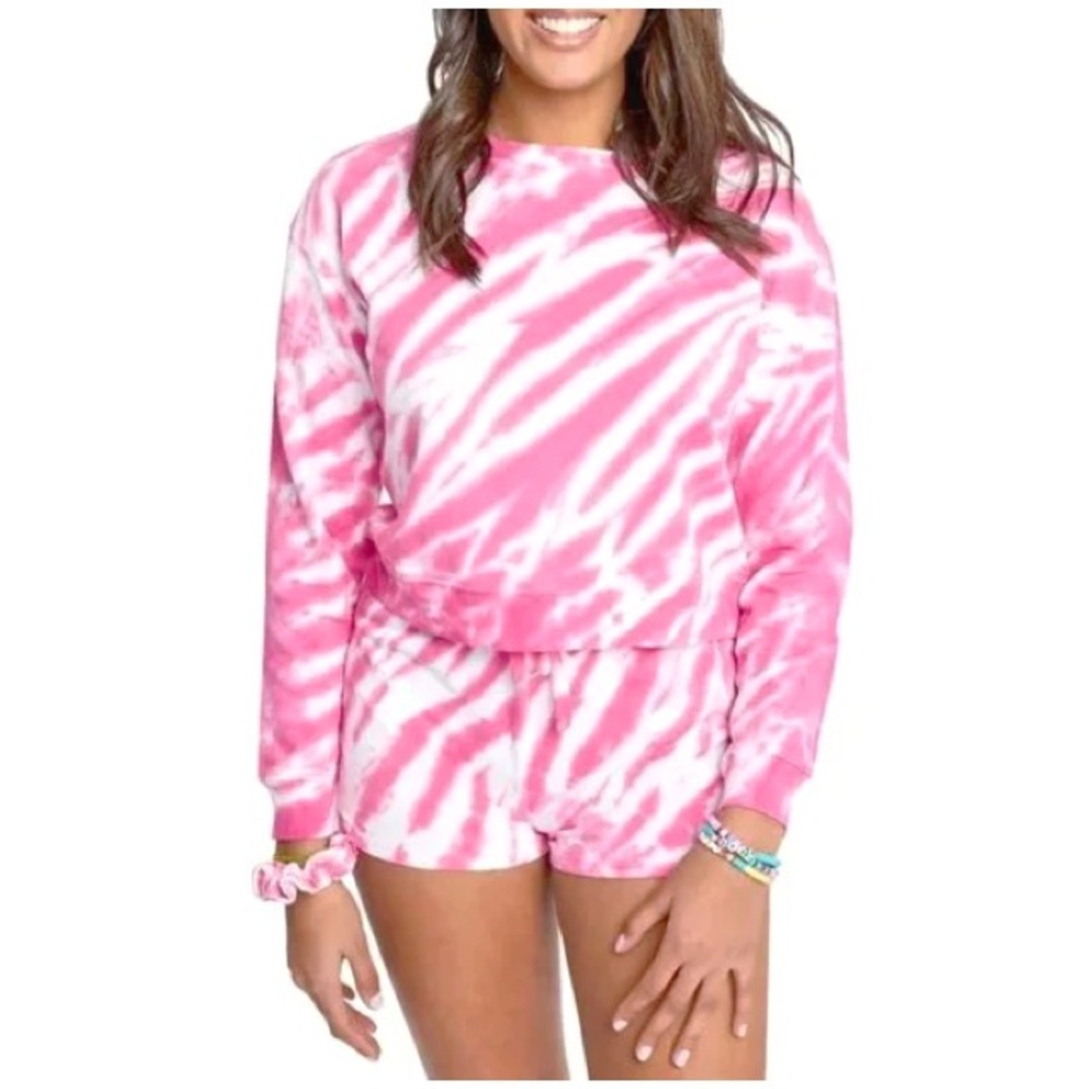 NWT Sundown : size S : pink oversized tie-dye pullover sweatshirt with scrunchie